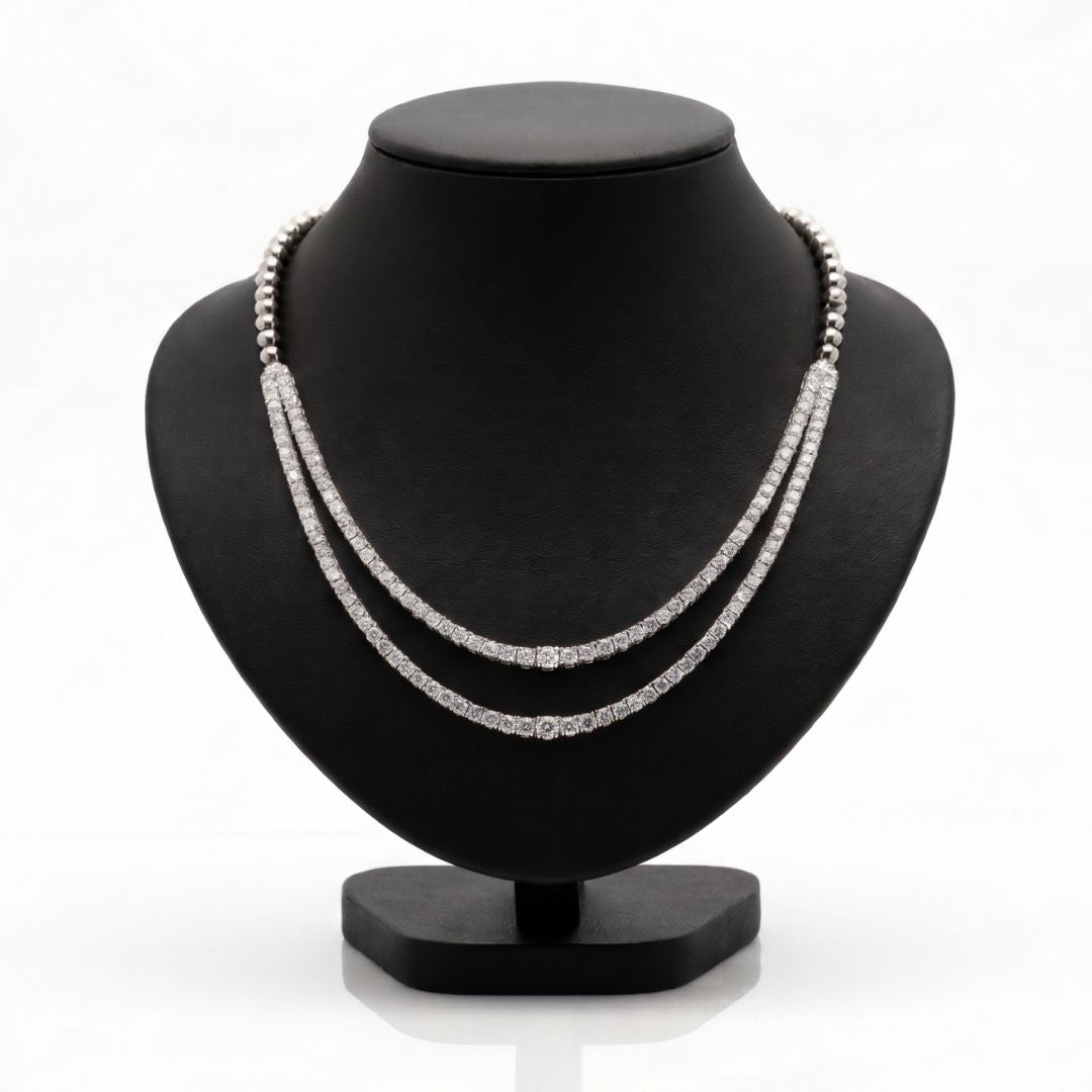 Aurelia Double Strand Diamond Necklace in white gold
