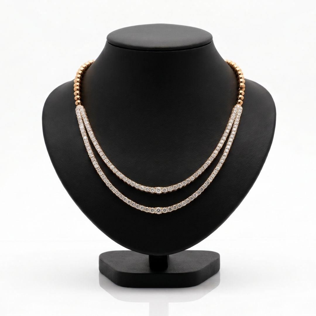 Aurelia Double Strand Diamond Necklace in yellow gold
