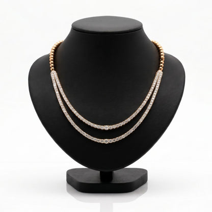 Aurelia Double Strand Diamond Necklace in yellow gold