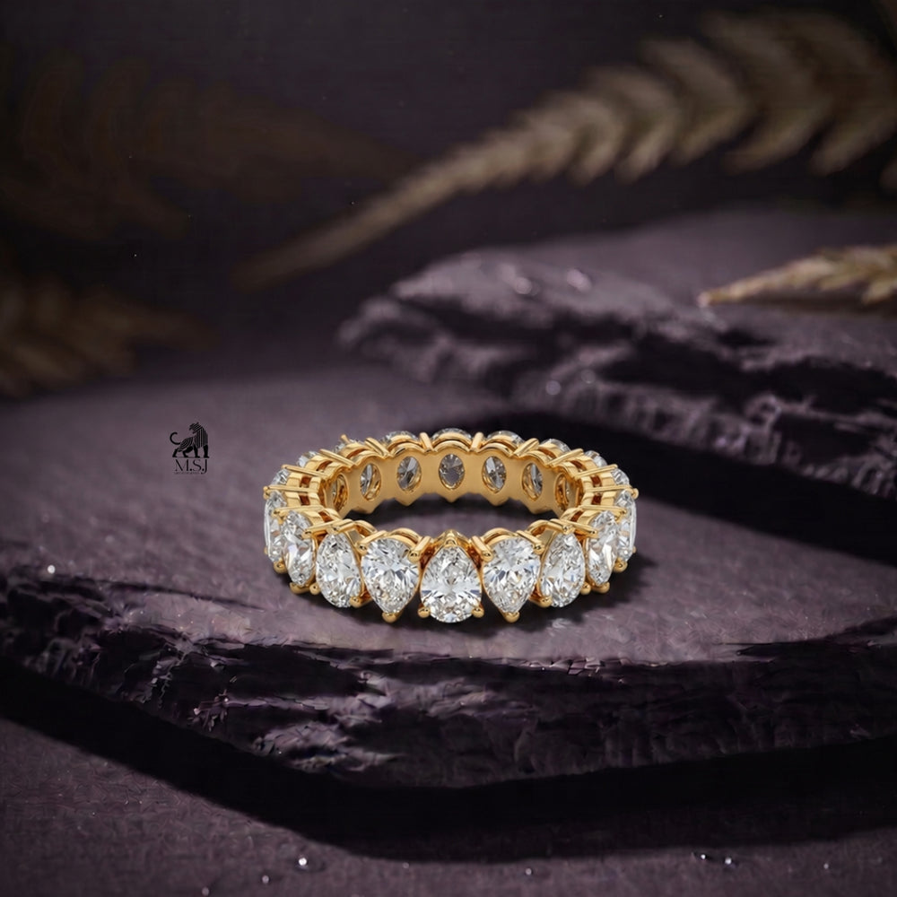 Pear-Cut Shared Prong Diamond Eternity Ring