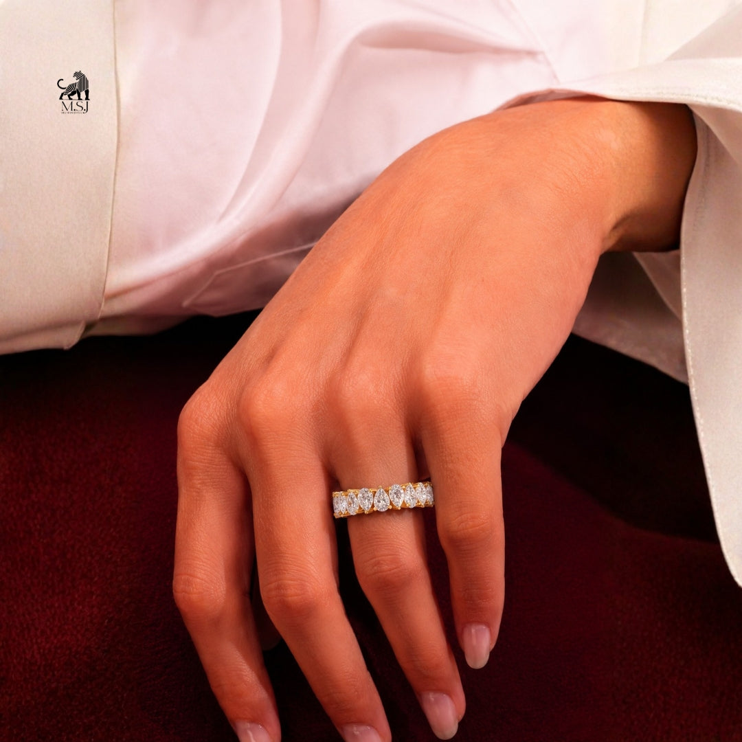 Pear-Cut Shared Prong Diamond Eternity Ring