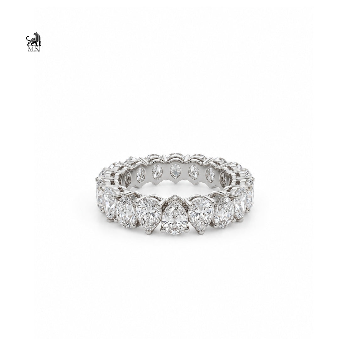 Pear-Cut Shared Prong Diamond Eternity Ring