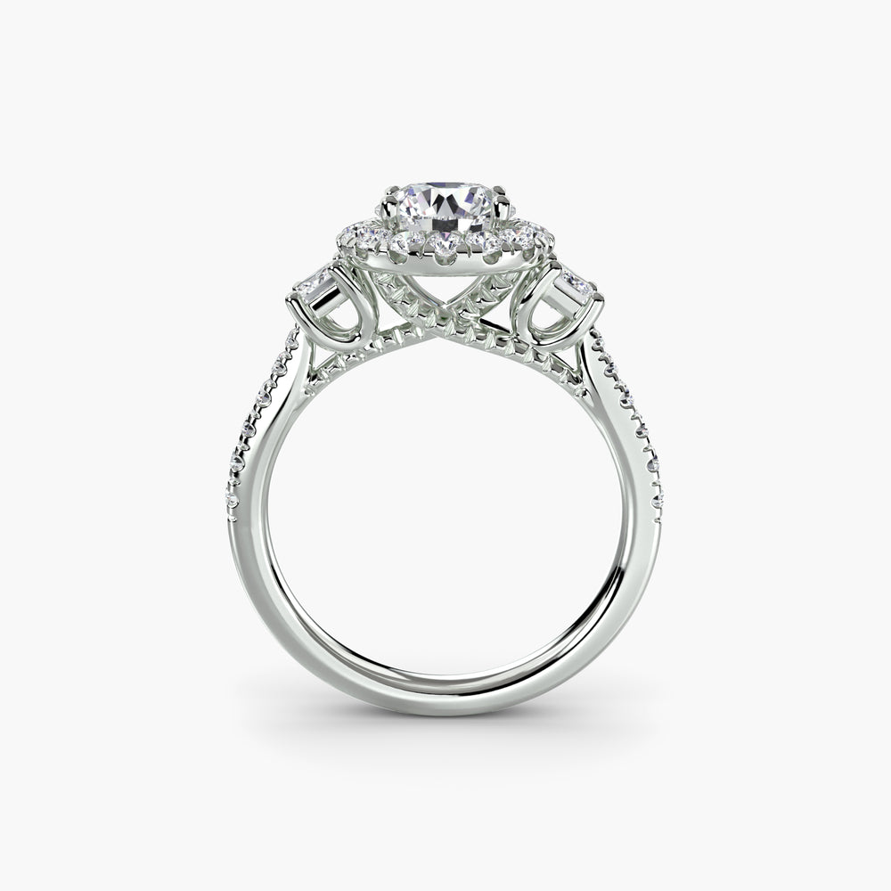 Three-Stone Ring with Halo 2