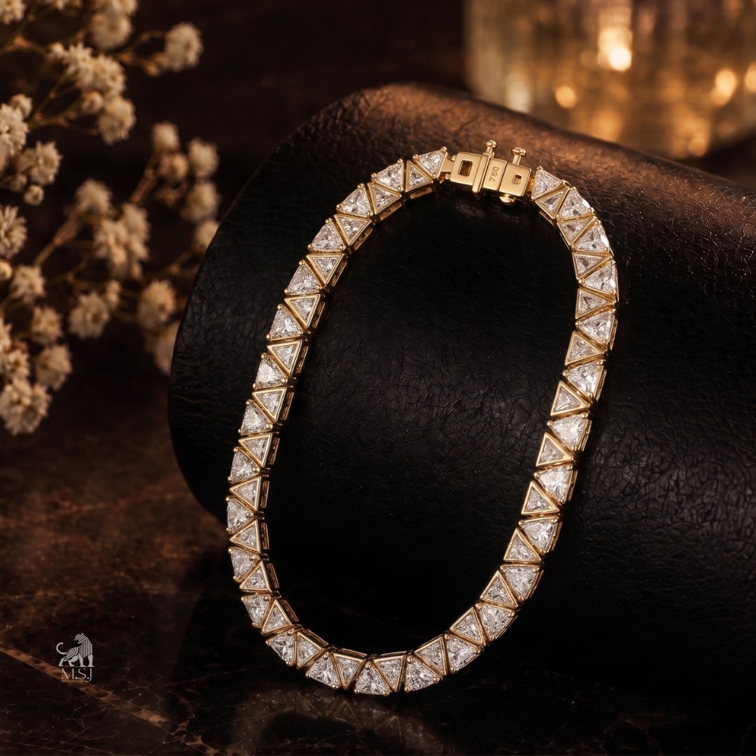 Virelia Geometric Diamond Tennis Bracelet - lab-grown diamond bracelet, styled product photo