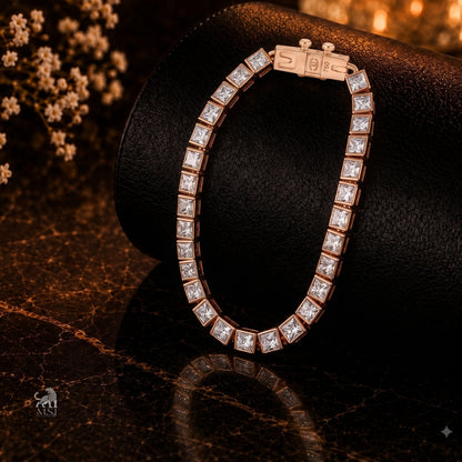 Aureon Princess Cut Diamond Tennis Bracelet - lab-grown diamond bracelet, styled product photo
