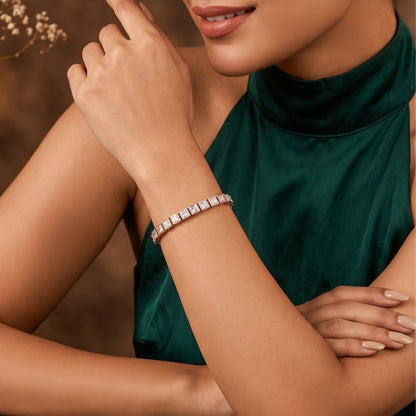 Aureon Princess Cut Diamond Tennis Bracelet worn on a wrist