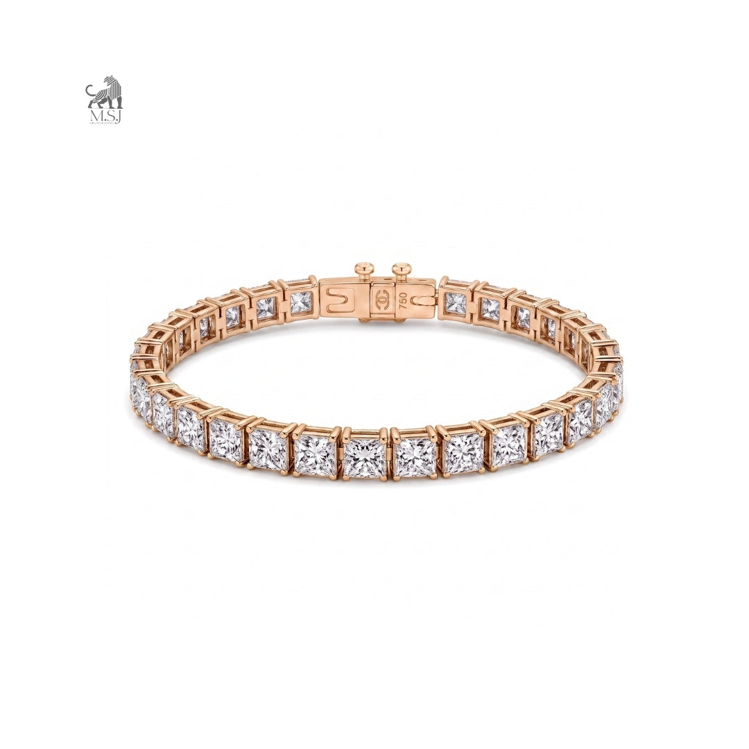 Aureon Princess Cut Diamond Tennis Bracelet in rose gold
