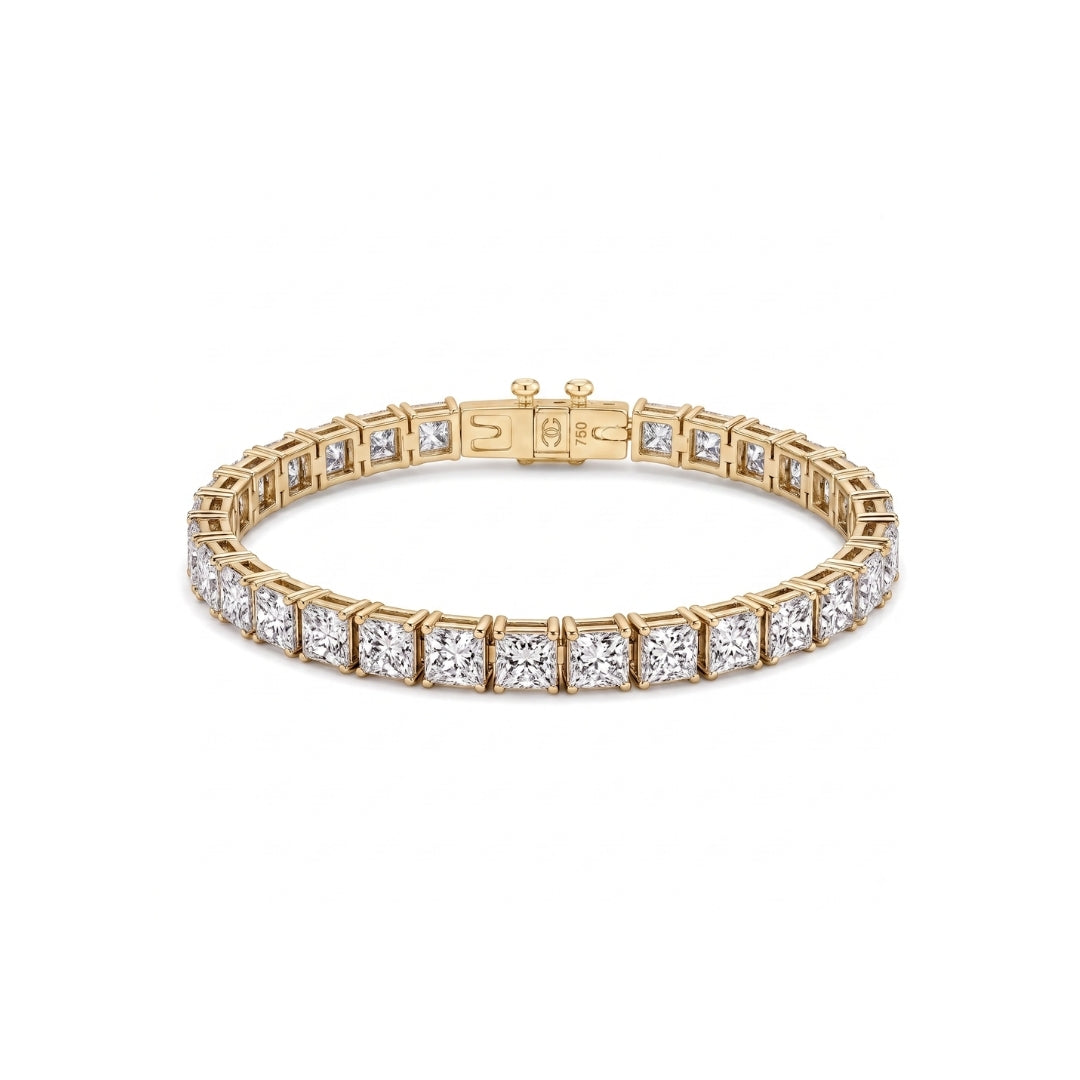 Aureon Princess Cut Diamond Tennis Bracelet in yellow gold