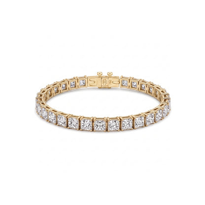 Aureon Princess Cut Diamond Tennis Bracelet in yellow gold