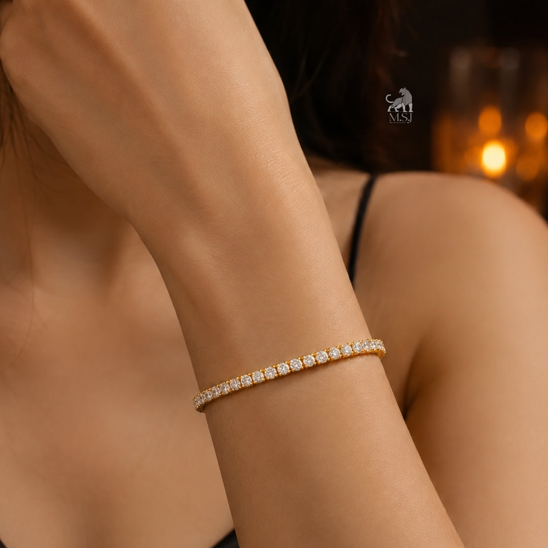 Celestine Link Diamond Tennis Bracelet worn on a wrist