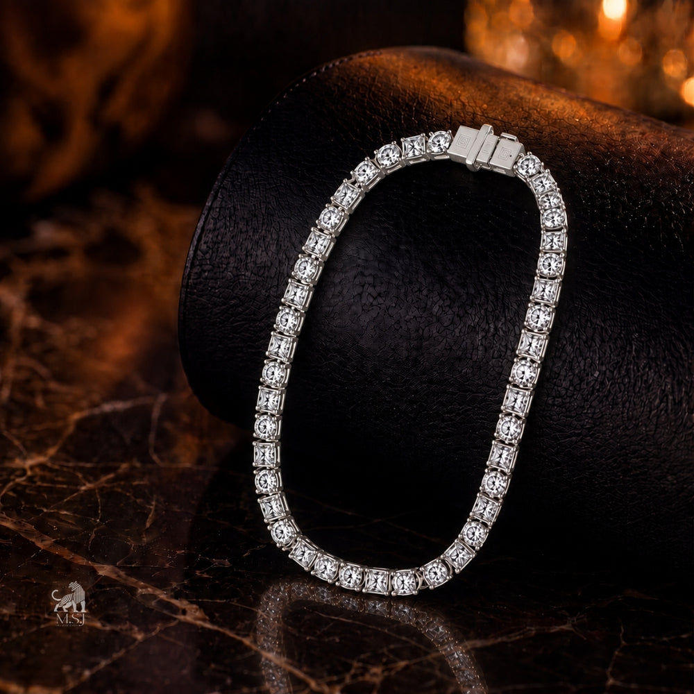 Geometric Harmony Diamond Bracelet - lab-grown diamond bracelet, styled product photo