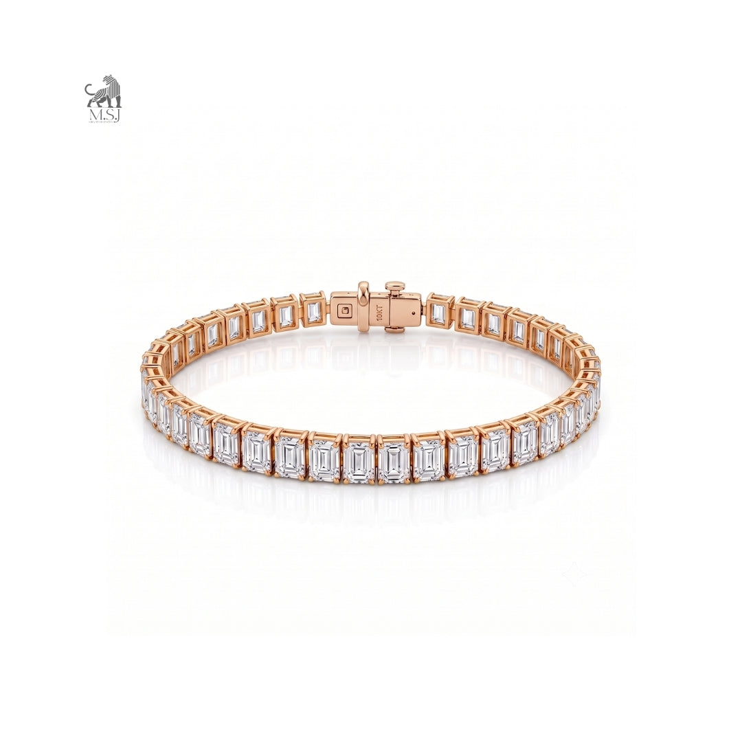 Architectural Emerald-Cut Diamond Bracelet in rose gold