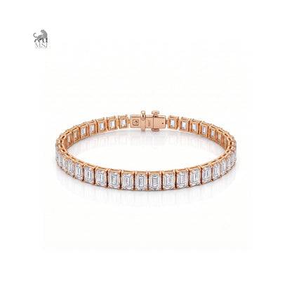 Architectural Emerald-Cut Diamond Bracelet in rose gold