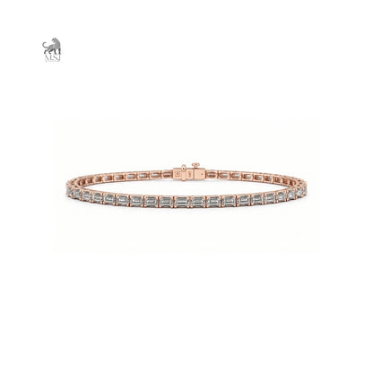 Linear Emerald Diamond Tennis Bracelet in rose gold