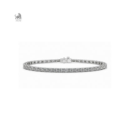 Linear Emerald Diamond Tennis Bracelet in white gold