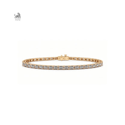 Linear Emerald Diamond Tennis Bracelet in yellow gold