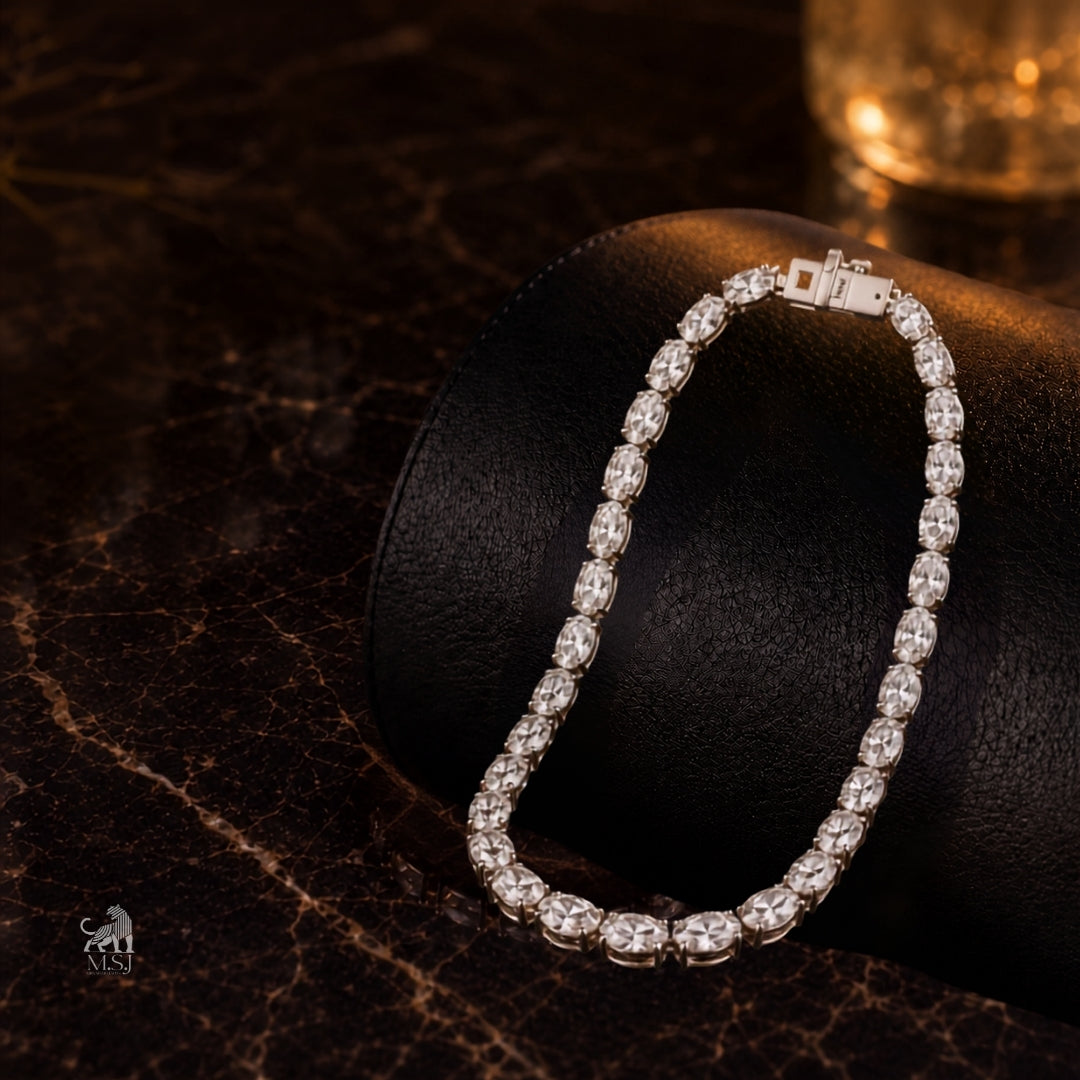 Oval Brilliance Diamond Tennis Bracelet - lab-grown diamond bracelet, styled product photo