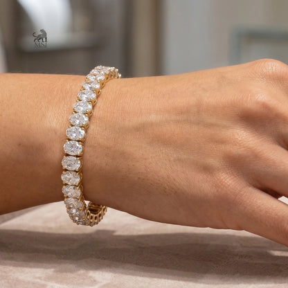 Oval Brilliance Diamond Tennis Bracelet worn on a wrist