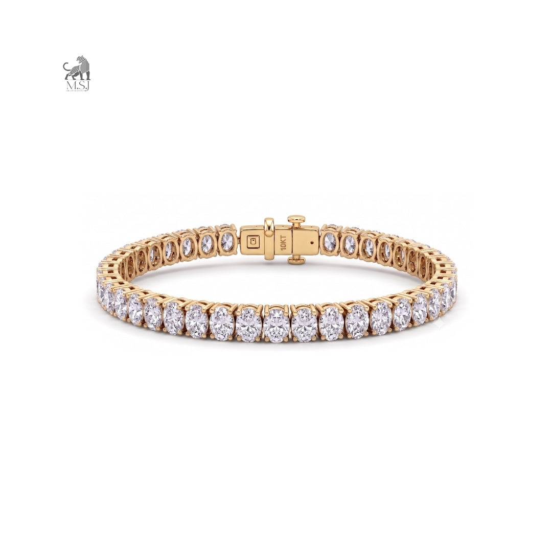 Oval Brilliance Diamond Tennis Bracelet in yellow gold