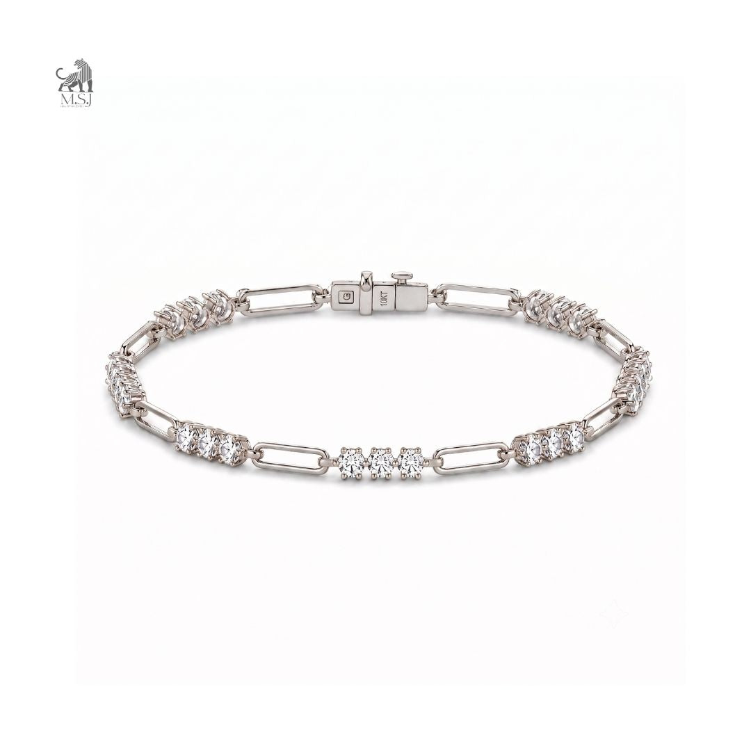 Luxe Link Diamond Station Bracelet in white gold