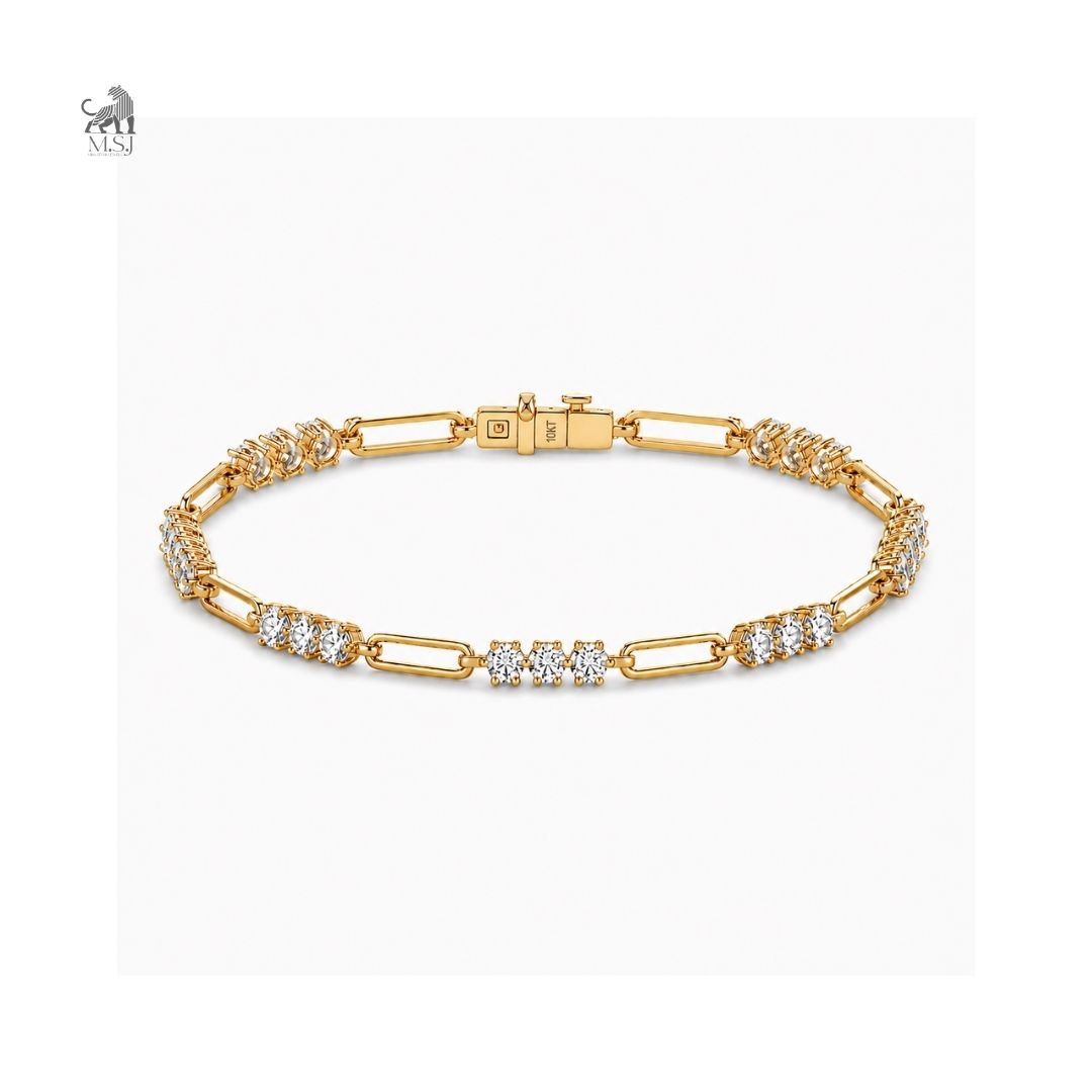 Luxe Link Diamond Station Bracelet in yellow gold