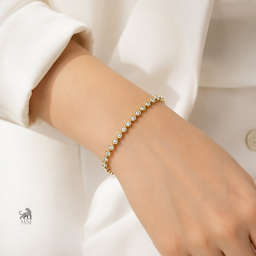 Aurelia Link Diamond Bracelet worn on a wrist