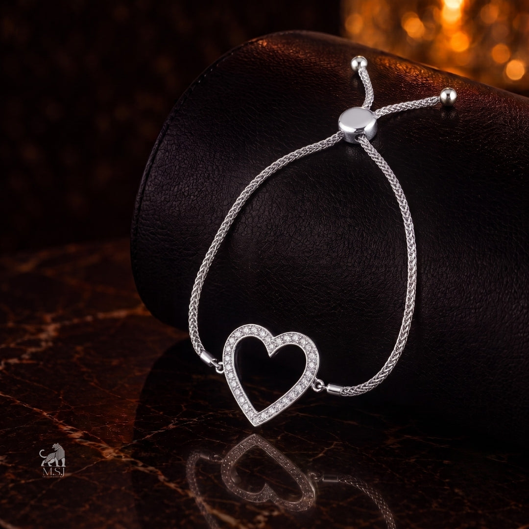 Amore Heart Diamond Bracelet - lab-grown diamond bracelet, styled product photo
