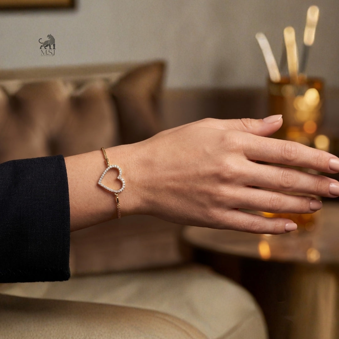 Amore Heart Diamond Bracelet worn on a wrist
