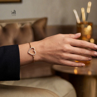 Amore Heart Diamond Bracelet worn on a wrist