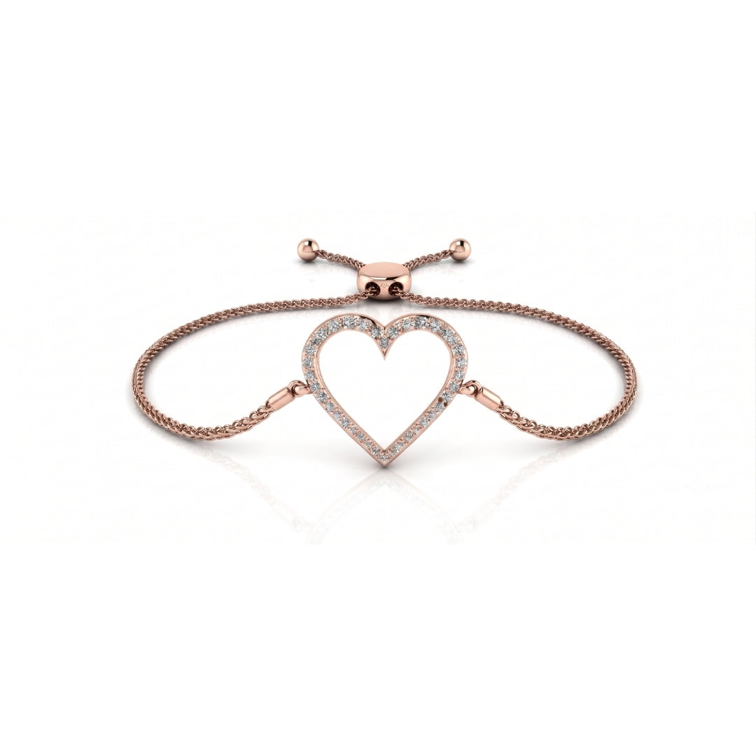 Amore Heart Diamond Bracelet in rose gold