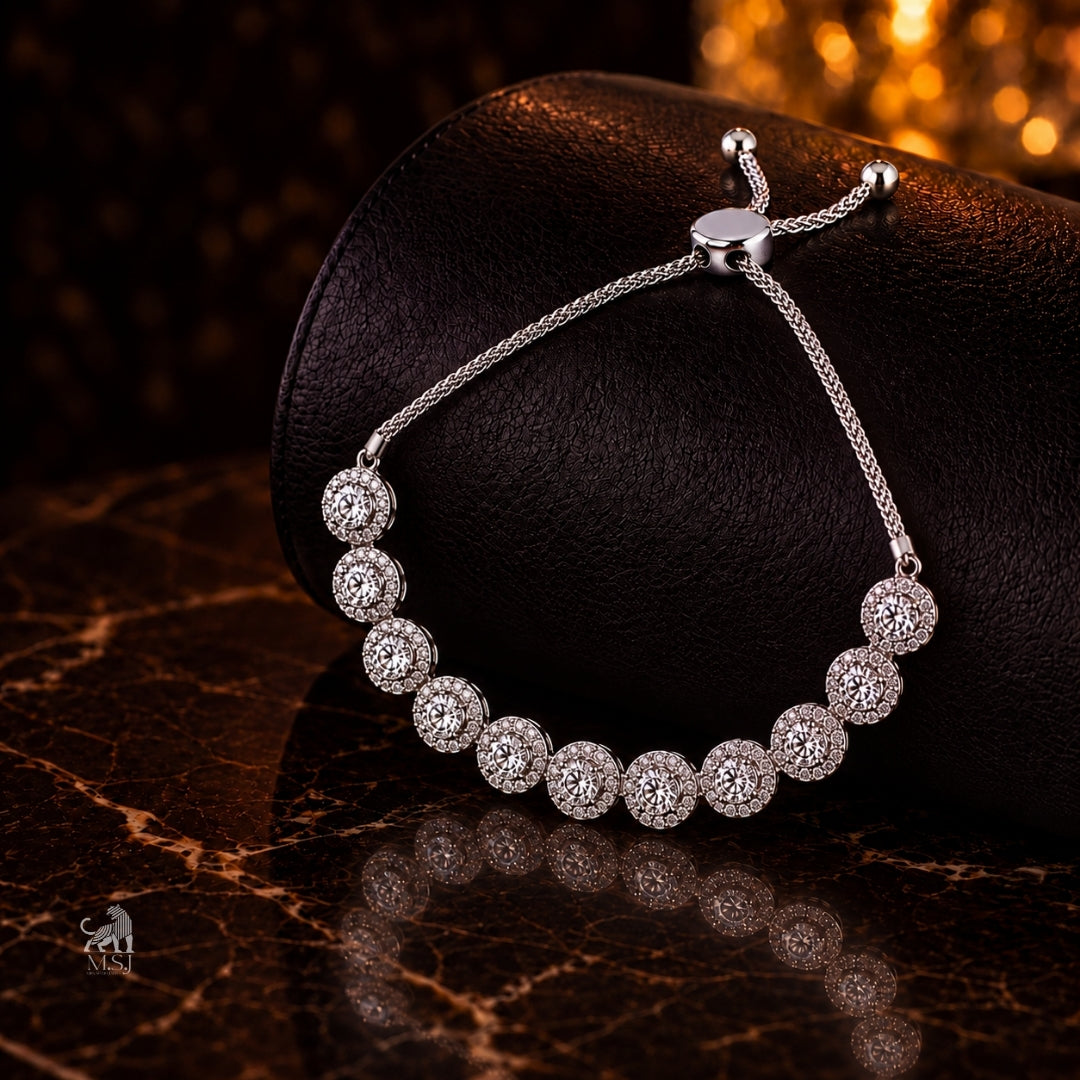 Aurelia Radiant Halo Diamond Bracelet - lab-grown diamond bracelet, styled product photo
