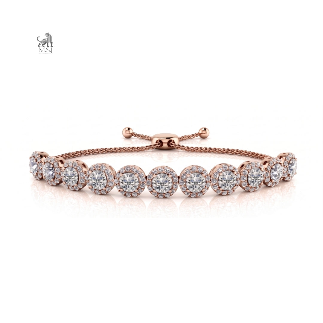 Aurelia Radiant Halo Diamond Bracelet in rose gold