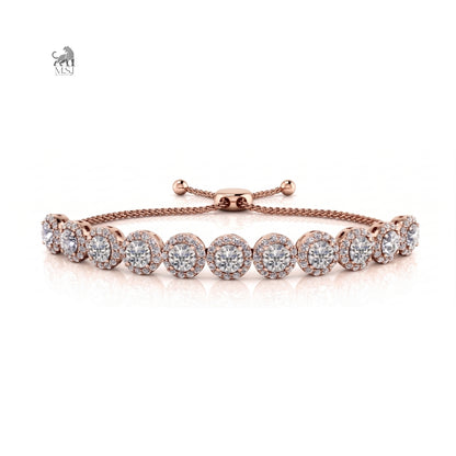 Aurelia Radiant Halo Diamond Bracelet in rose gold