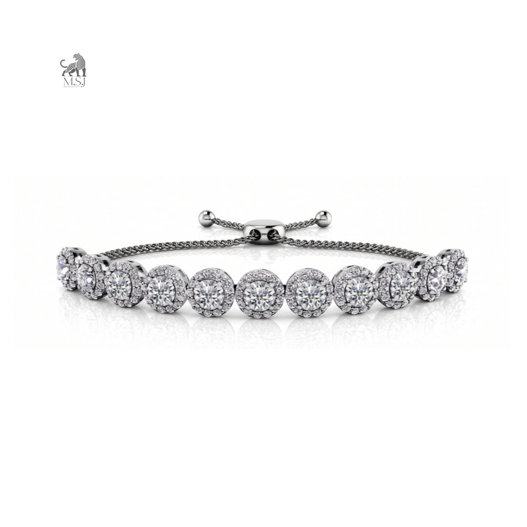 Aurelia Radiant Halo Diamond Bracelet in white gold