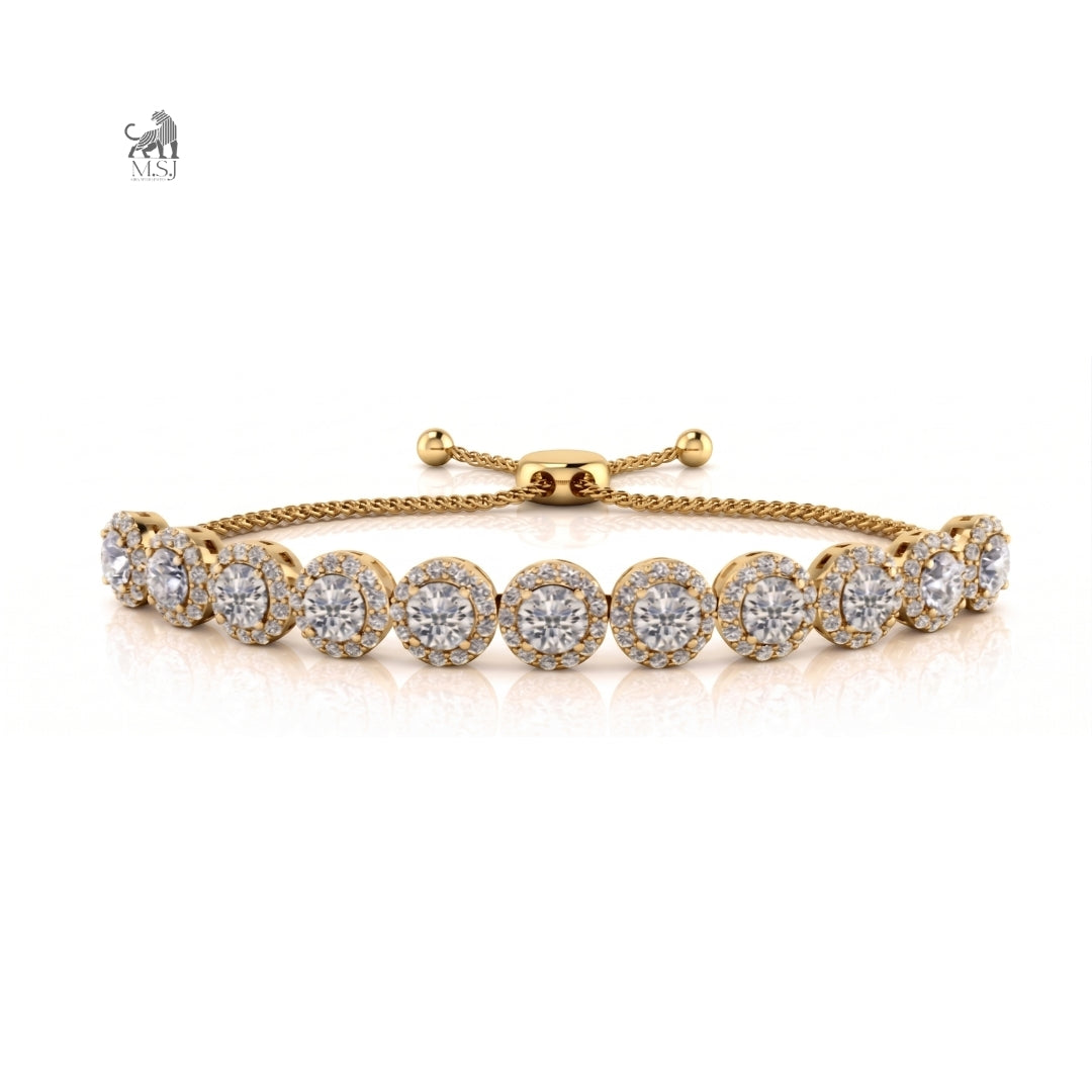 Aurelia Radiant Halo Diamond Bracelet in yellow gold
