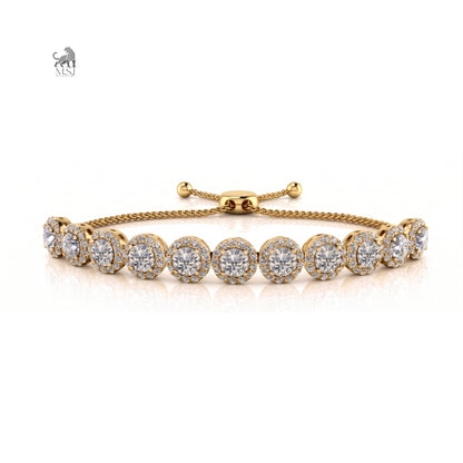 Aurelia Radiant Halo Diamond Bracelet in yellow gold