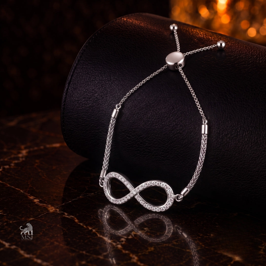 Eternal Infinity Diamond Slider Bracelet - lab-grown diamond bracelet, styled product photo