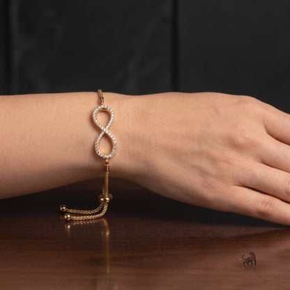 Eternal Infinity Diamond Slider Bracelet worn on a wrist