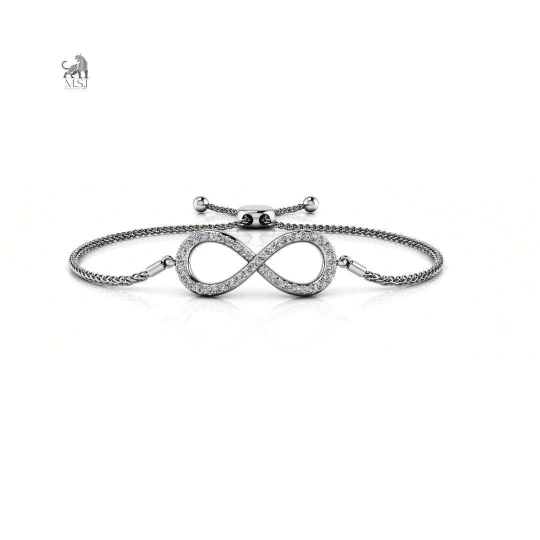 Eternal Infinity Diamond Slider Bracelet in white gold