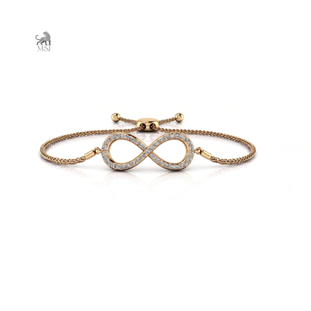 Eternal Infinity Diamond Slider Bracelet in yellow gold