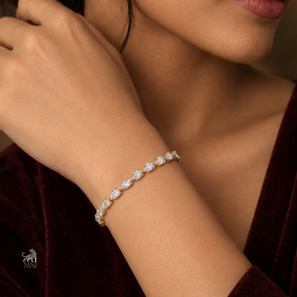 Seraphine Pear Diamond Bracelet worn on a wrist