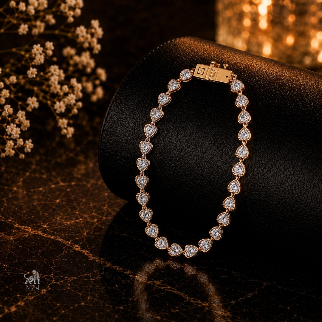 Améthra Heartline Diamond Bracelet - lab-grown diamond bracelet, styled product photo