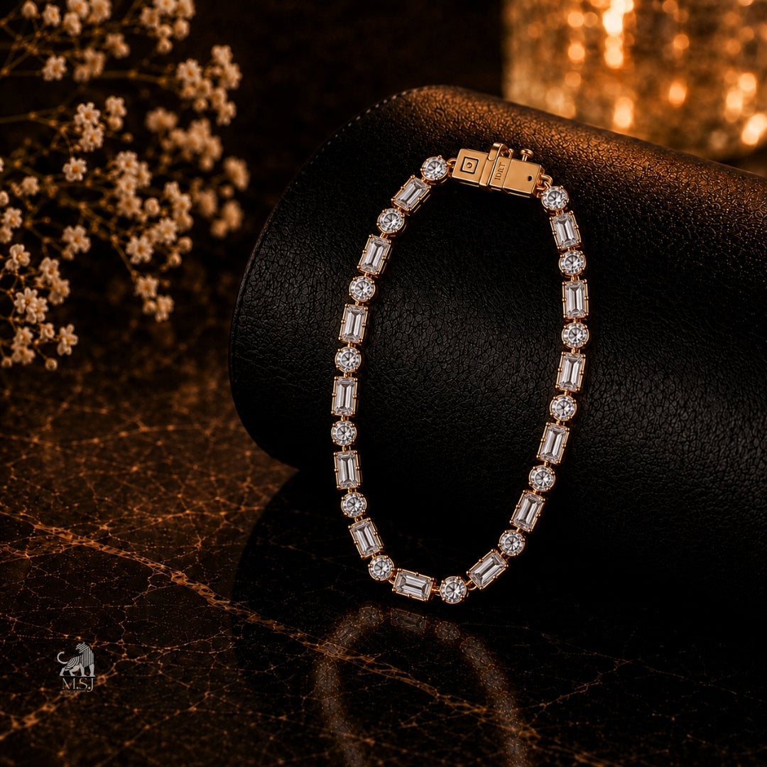 Celestine Baguette & Round Diamond Tennis Bracelet - lab-grown diamond bracelet, styled product photo