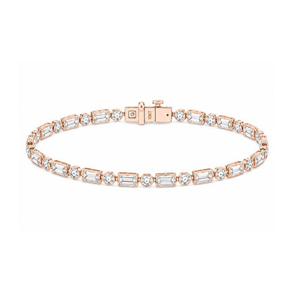 Celestine Baguette & Round Diamond Tennis Bracelet in rose gold