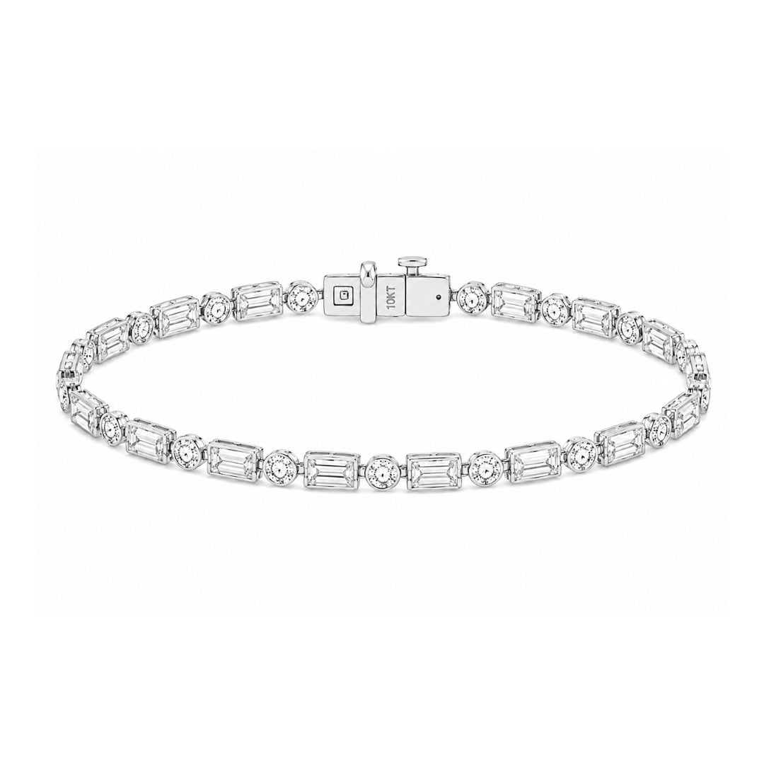 Celestine Baguette & Round Diamond Tennis Bracelet in white gold