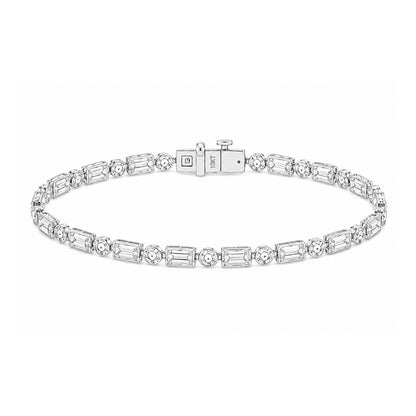 Celestine Baguette & Round Diamond Tennis Bracelet in white gold