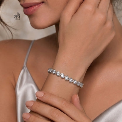 Aurelia Twist Diamond Tennis Bracelet worn on a wrist