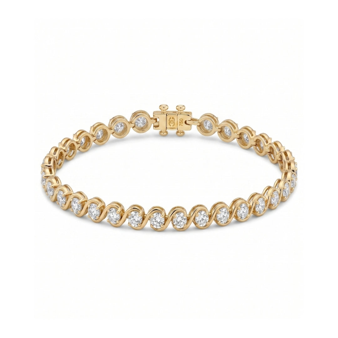 Aurelia Twist Diamond Tennis Bracelet in yellow gold