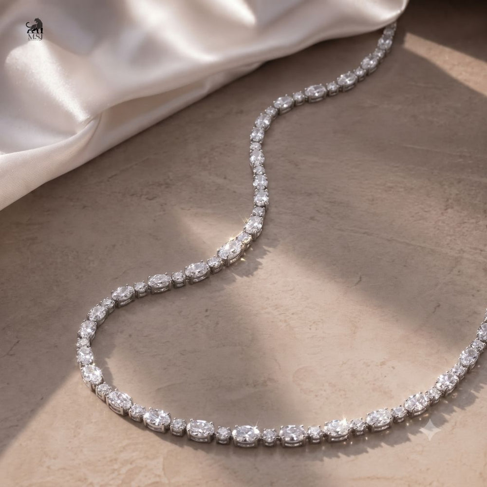 Celestine Graduated Diamond Necklace - lab-grown diamond necklace, styled product photo