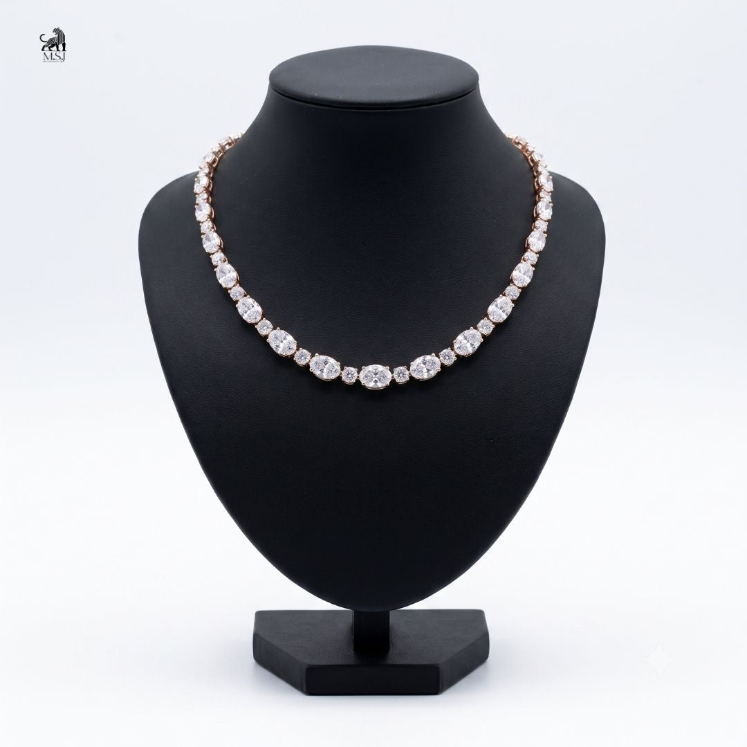 Celestine Graduated Diamond Necklace in rose gold